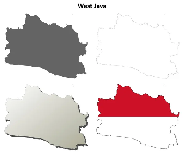 West Java set di mappe a contorno vuoto — Vettoriale Stock