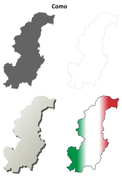 Como serie di mappe dettagliate in bianco — Vettoriale Stock