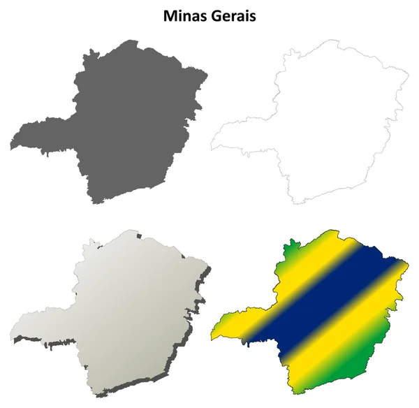 Minas Gerais bianco schema mappa set — Vettoriale Stock