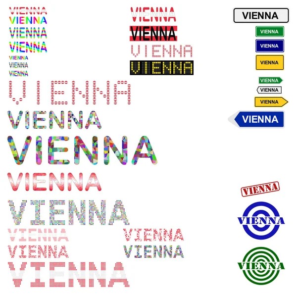 Viena (Wien) conjunto de diseño de texto — Archivo Imágenes Vectoriales