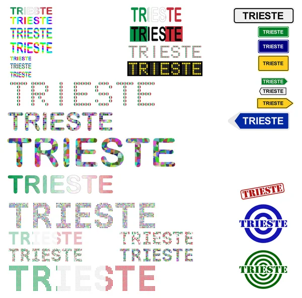 Trieste conjunto de diseño de texto — Vector de stock