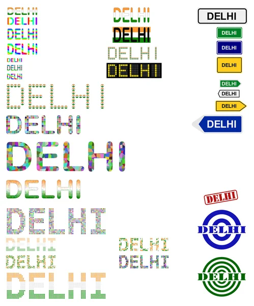 Delhi (Dilli) tekst ontwerpset — Stockvector