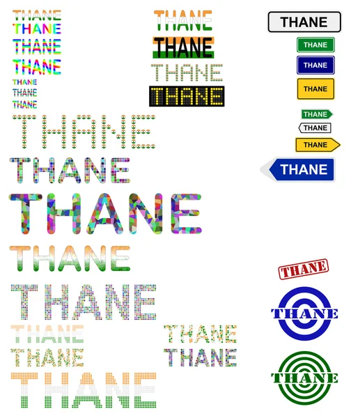 Thane conjunto de diseño de texto — Vector de stock