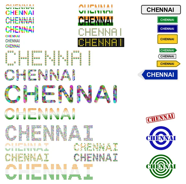 Chennai (Madras) text design set — Stock Vector