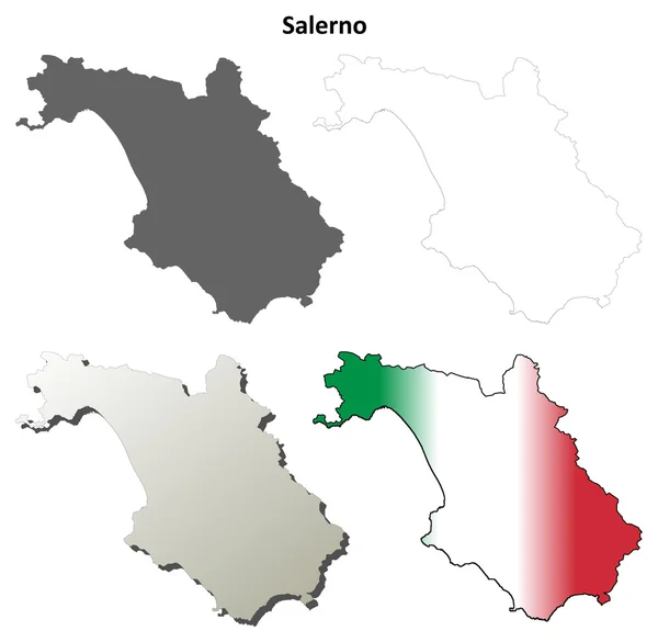 Salerno set mappa in bianco — Vettoriale Stock