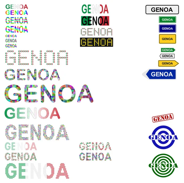 Genoa (Genova) metin tasarım kümesi — Stok Vektör