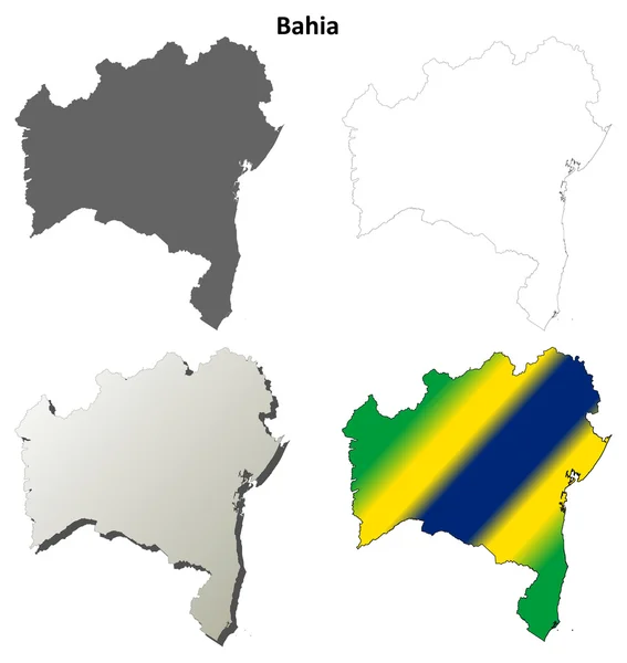 Bahia blank outline map set — Stock Vector