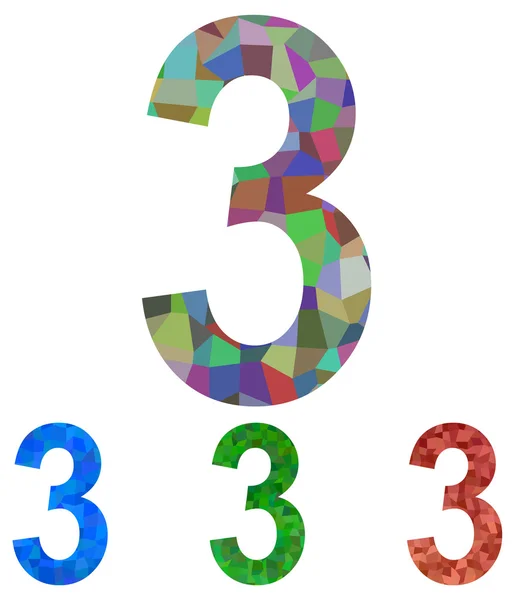 Mosaic number design - number 3 — Stock Vector