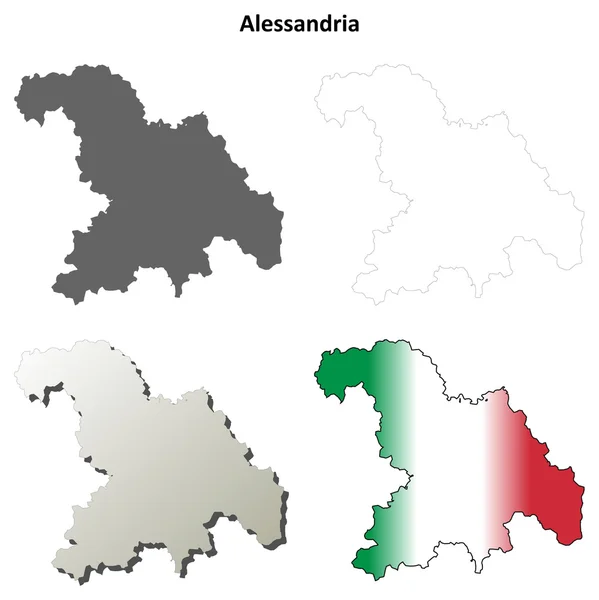 Alessandria en blanco esquema detallado mapa conjunto — Vector de stock