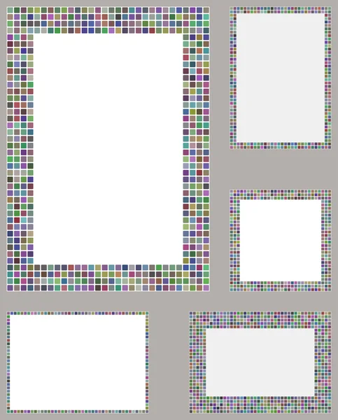 Mehrfarbige Pixel-Mosaik-Seitenlayout-Rahmenvorlage festgelegt — Stockvektor