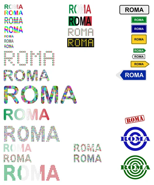 Sada návrhů textu Roma (Řím) — Stockový vektor