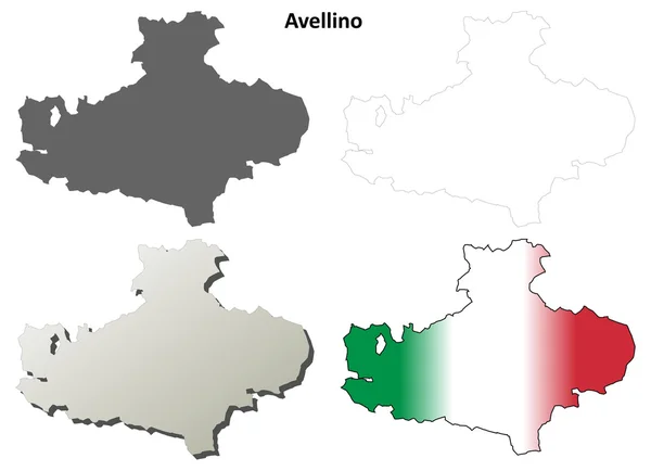 Avellino blank detaillierte Umrisse Karte Set — Stockvektor