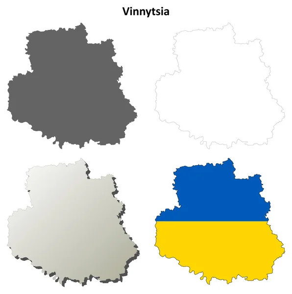 Vinnytsia en blanco esquema mapa conjunto — Archivo Imágenes Vectoriales