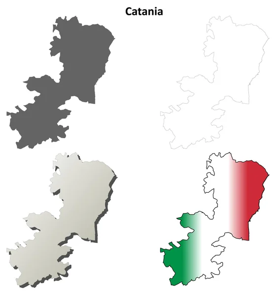 Catania en blanco esquema detallado mapa conjunto — Archivo Imágenes Vectoriales