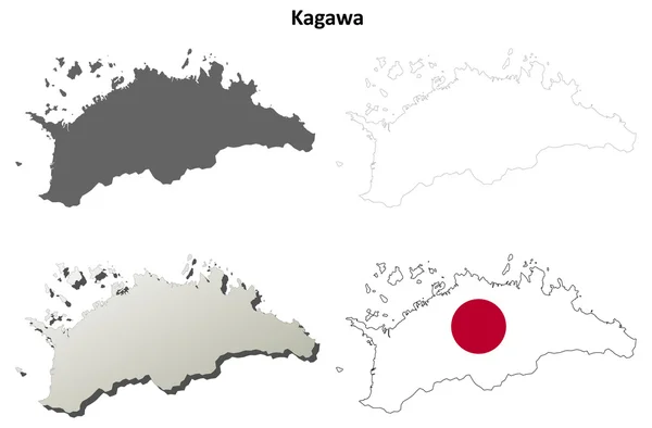 Kagawa 空白概要地図セット — ストックベクタ