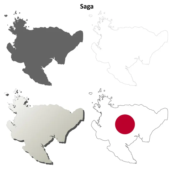 佐賀空白概要地図セット — ストックベクタ