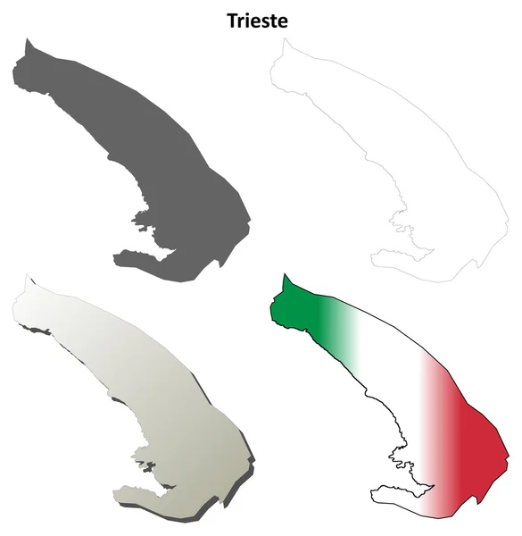 トリエステ概要地図セット — ストックベクタ