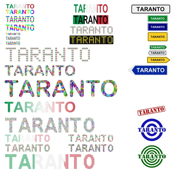 Taranto conjunto de design de texto — Vetor de Stock