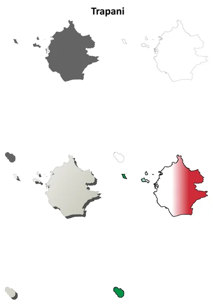 Trapani serie di mappe dettagliate in bianco — Vettoriale Stock