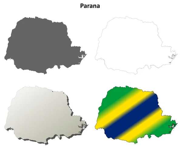 Paraná en blanco esquema mapa conjunto — Archivo Imágenes Vectoriales