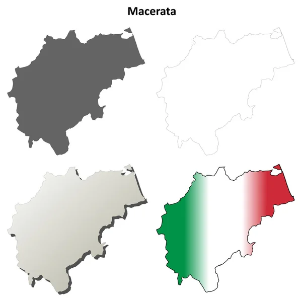 マチェラータの空白概要地図セット — ストックベクタ