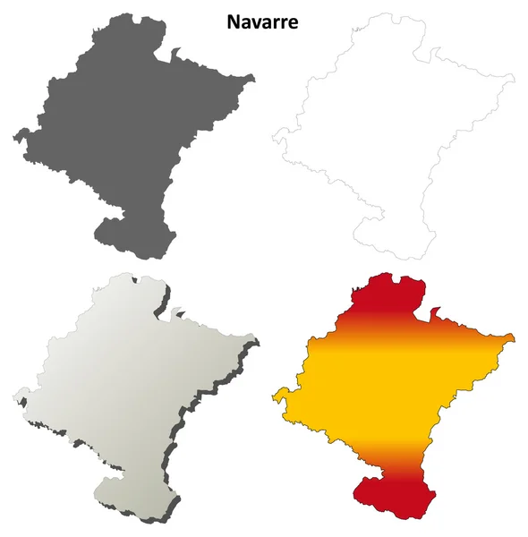 Navarra en blanco esquema detallado mapa conjunto — Vector de stock