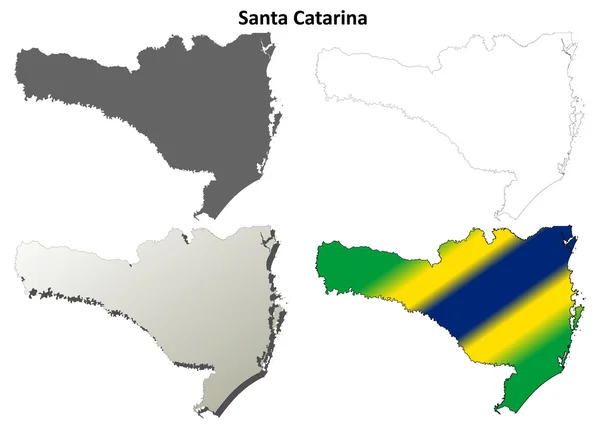 Santa Catarina carte de contour vierge ensemble — Image vectorielle