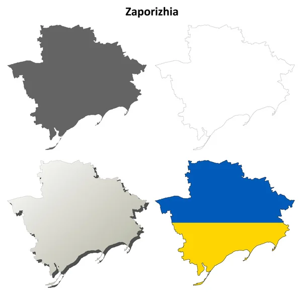 Zaporizhia set di mappe con contorno vuoto — Vettoriale Stock