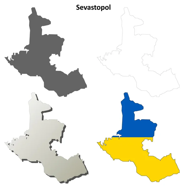Sebastopol en blanco esquema mapa conjunto — Vector de stock