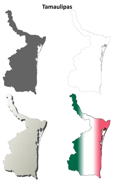 Tamaulipas χάρτη περίγραμμα κενό σύνολο — Διανυσματικό Αρχείο