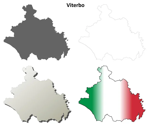 Set mappa contorno Viterbo — Vettoriale Stock