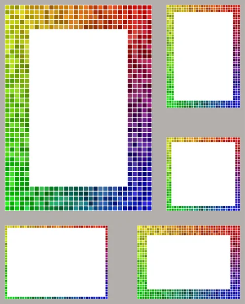 Mehrfarbige Pixel-Mosaik-Seitenlayout-Rahmenvorlage festgelegt — Stockvektor