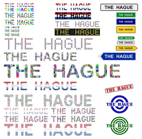 Den haag (den haag) text design set — Stockvektor