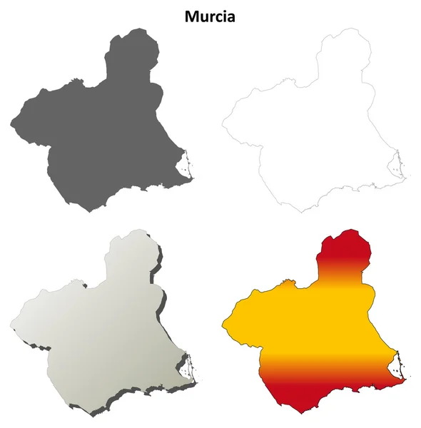 Murcia en blanco esquema detallado mapa conjunto — Vector de stock