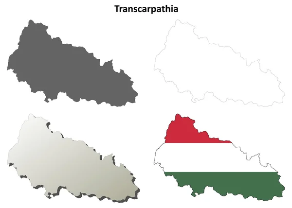 Transcarpathia esboço em branco mapa definido — Vetor de Stock