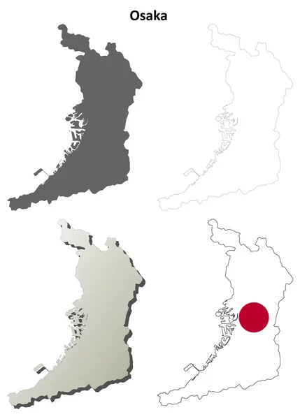 Osaka carte de contour vierge ensemble — Image vectorielle