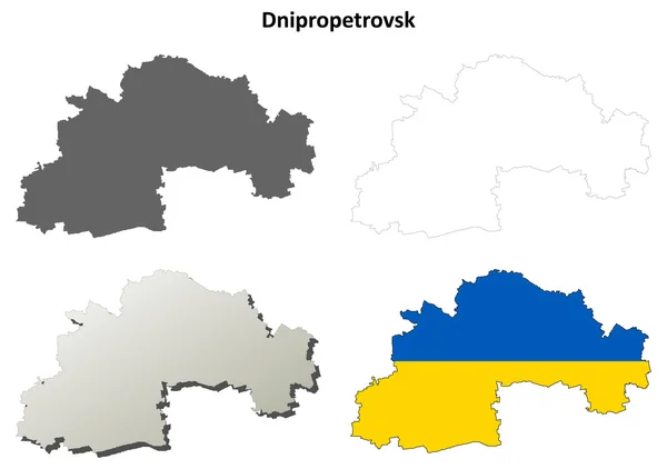 Dnipropetrovsk en blanco esquema mapa conjunto — Archivo Imágenes Vectoriales