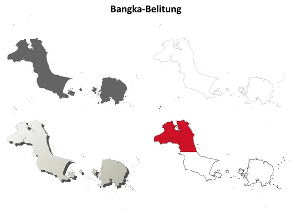 Bangka-Belitung blank outline map set — Stock Vector