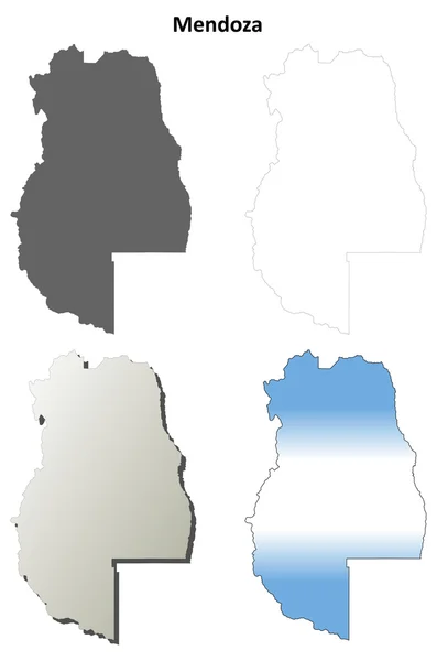 Mendoza contorno en blanco mapa conjunto — Vector de stock