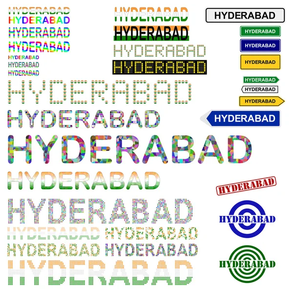 Hyderabad text design set — Stock Vector