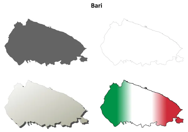 Bari blank detaillierte Umrisse Kartenset — Stockvektor