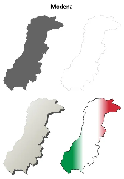 Módena em branco esboço detalhado mapa definido —  Vetores de Stock