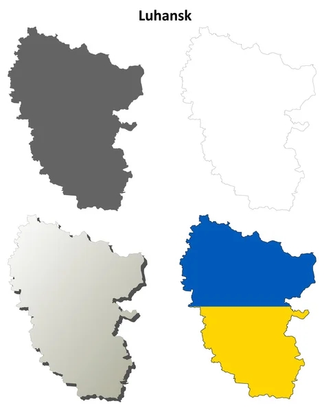 Luhansk boş anahat harita seti — Stok Vektör