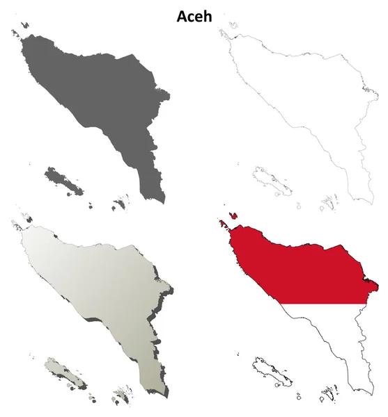 Aceh carte de contour vierge ensemble — Image vectorielle