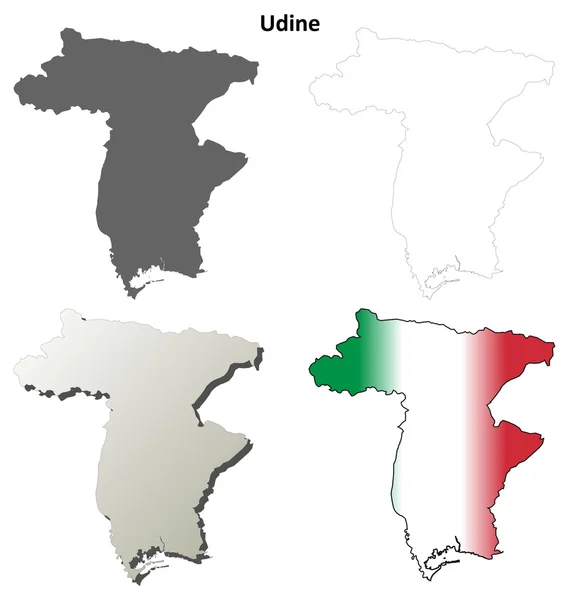 Udine juego de mapas en blanco — Vector de stock