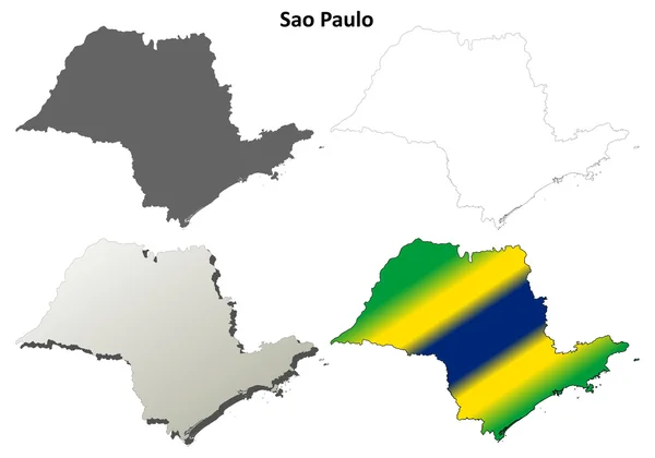 Sao Paulo leere Gliederung Sumriss-Map-Set — Stockvektor