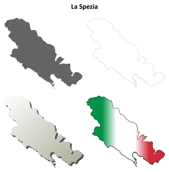 La Spezia en blanco esquema detallado mapa conjunto — Vector de stock