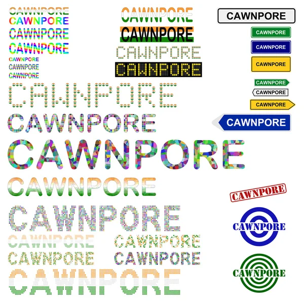 Cawnpore (Kanpur) text design set — Stock Vector