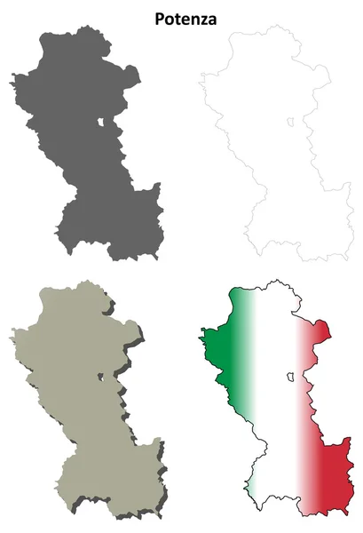 Potenza lege gedetailleerd overzicht kaart set — Stockvector