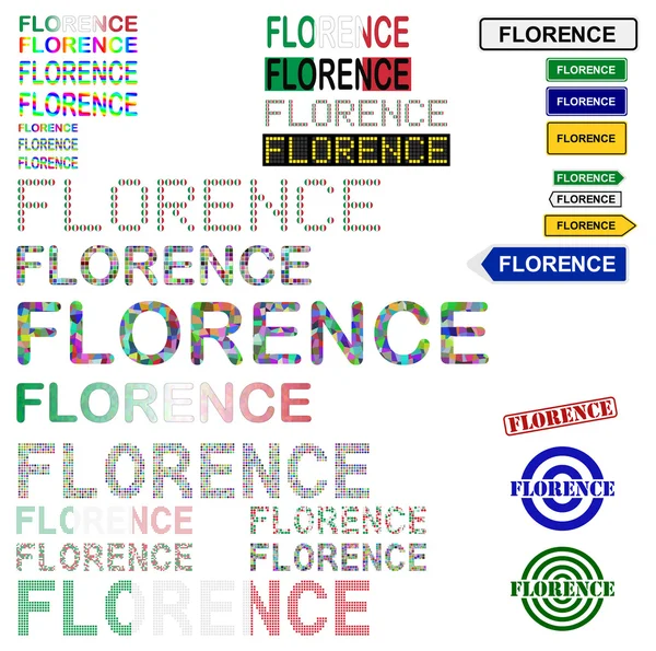 Florence (Firenze) ensemble de conception de texte — Image vectorielle